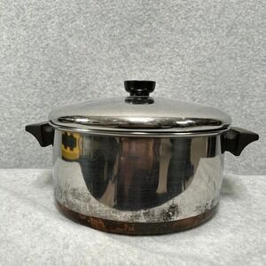 VTG Revere Ware 4 1/2 Quart Dutch Oven Pot Copper Bottom Stainless Steel Lid